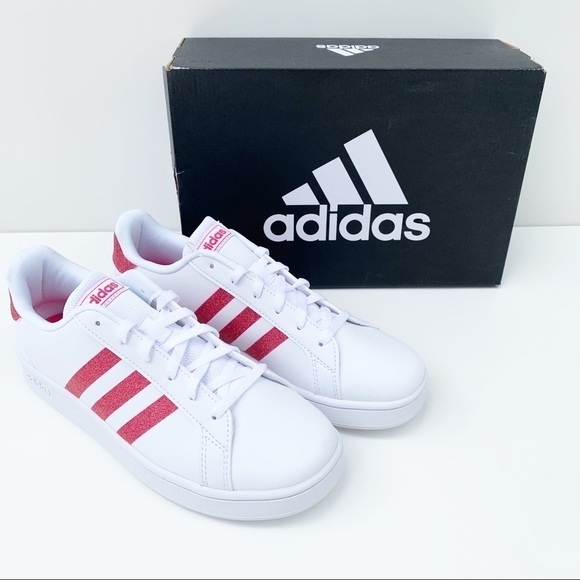 adidas GRAND COURT SHOES White/Glitter Pink - Picture 12 of 15